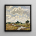 Sunny and cloudy sky above marshy meadows with a stream - Paul Baum — framed artwork on a wall