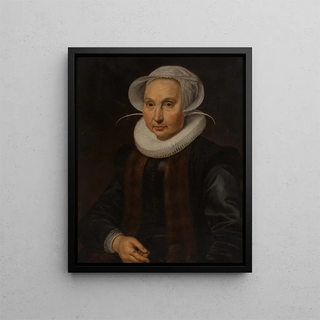Circle of Cornelis Pietersz van der Voort - Portrait of Anna Jacobsdr Blaeu wife of Cornelis Pietersz Hooft.webp