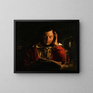 Circle of Joseph Wright of Derby - Portrait of a scholar in his study.webp