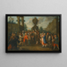 Straßenszene mit Künstlern der Commedia dell'arte, die sich um einen Affen versammeln, eine Urne im Hintergrund - Kreis von Marco Marcola — gerahmtes Bild an der Wand