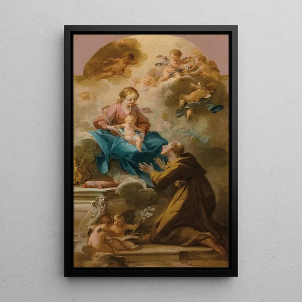 La Vierge et l'Enfant apparaissant à un saint franciscain - Cercle de Michel-François Dandré-Bardon — quadro incorniciato alla parete