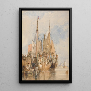 Clarkson Stanfield - Dutch Fishing Vessels by a Quay.webp