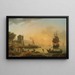 Una grande vista della costa arricchita da edifici, navi e figure - Claude-Joseph Vernet — quadro incorniciato alla parete