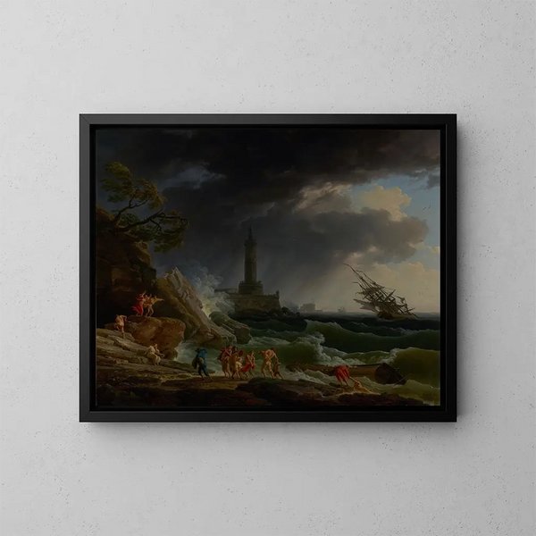 Eine Sturm auf einer mediterranen Küste - Claude-Joseph Vernet — gerahmtes Bild an der Wand