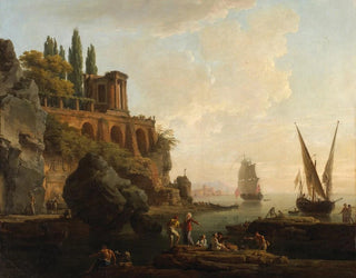 ClaudeJoseph Vernet - Imaginary LandscapeItalian Harbor Scene.webp