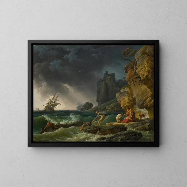 stürmischer Meere mit Schiffbrüchigen - Claude-Joseph Vernet — gerahmtes Bild an der Wand