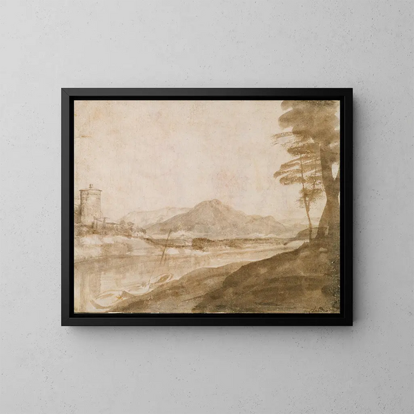Landschaft - Claude Lorrain — gerahmtes Bild an der Wand