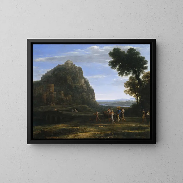 Vue de Delphes avec une procession - Claude Lorrain — gerahmtes Bild an der Wand