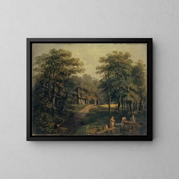 Ferme am Wasserufer - Conrad Gessner — gerahmtes Bild an der Wand