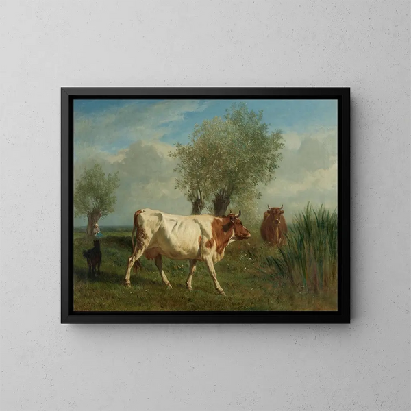 Due mucche in un pascolo - Constant Troyon — quadro incorniciato alla parete