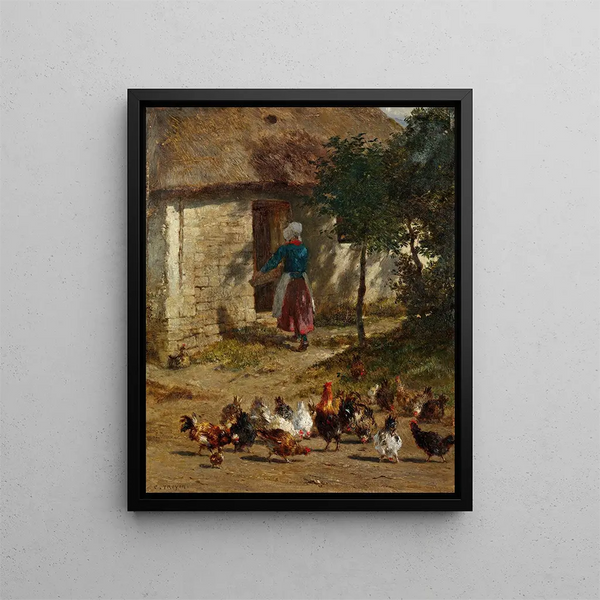 Constant Troyon - Hhner vor einem Bauernhaus.webp