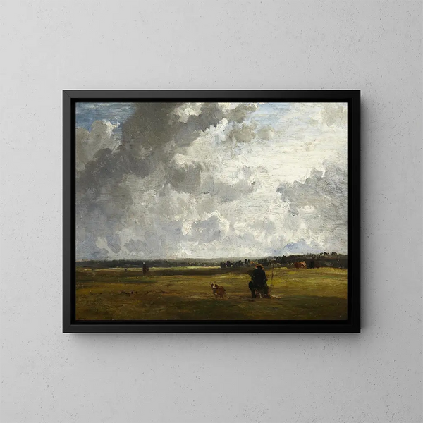 Paesaggio con un pittore all'atelier - Constant Troyon — quadro incorniciato alla parete