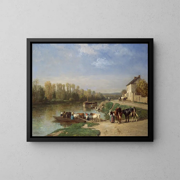 La Traversée en ferry - Constant Troyon — quadro incorniciato alla parete