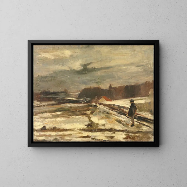 Schüler im Schnee - Constantin Meunier — gerahmtes Bild an der Wand