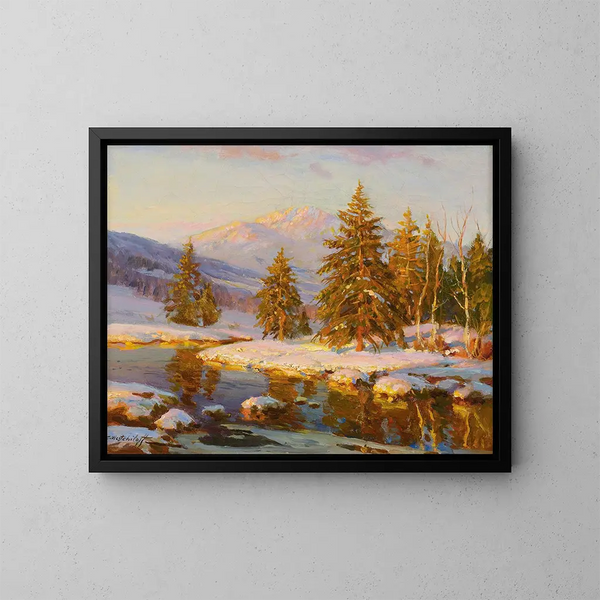 Tramonto invernale - Constantin Westchiloff — quadro incorniciato alla parete