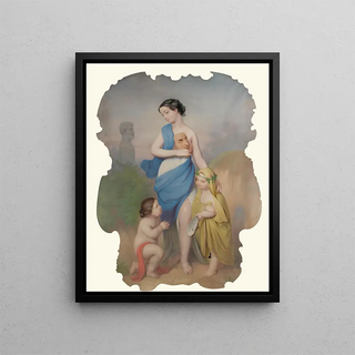 Continental School - Girl With Two Children And A Mask.webp
