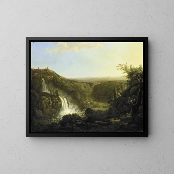 Die Tal des Anio mit den Wasserfällen von Tivoli - Cornelis Apostool — gerahmtes Bild an der Wand