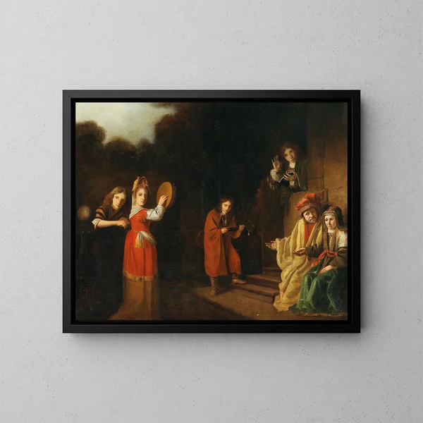 Familienporträt im Rahmen des Alten Testaments - Cornelis Bisschop — gerahmtes Bild an der Wand