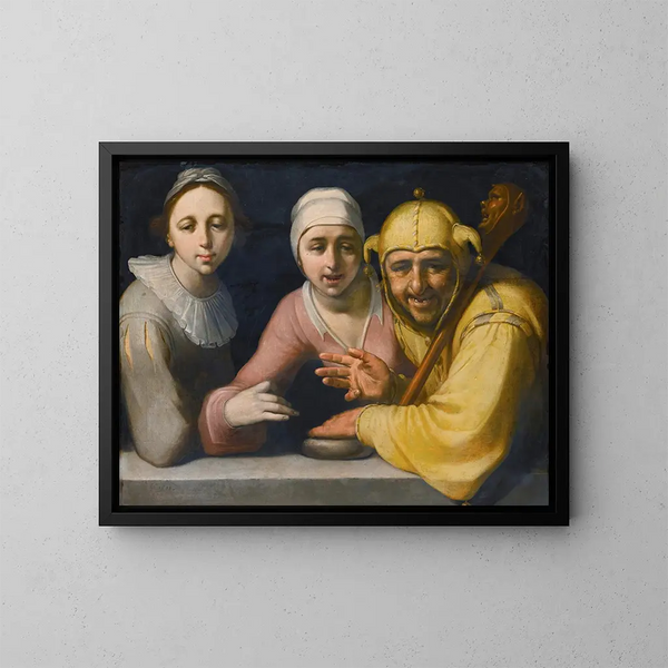 Un fou avec deux femmes - Cornelis Cornelisz van Haarlem — quadro incorniciato alla parete