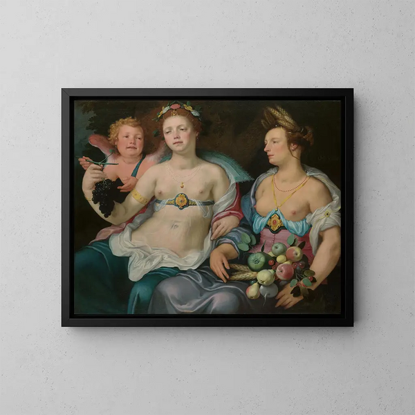 Venere, Cupido e Cerere - Cornelis Cornelisz van Haarlem — quadro incorniciato alla parete