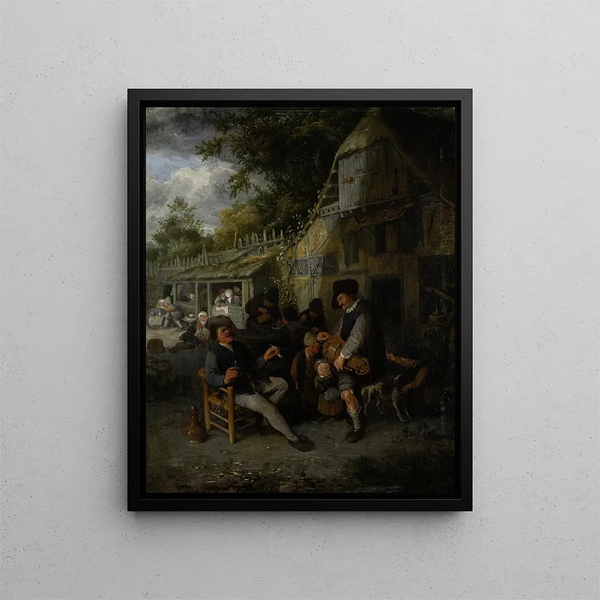 Cornelis Dusart - Country Inn with HurdyGurdy Player.webp