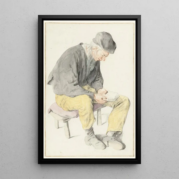 Cornelis Dusart - Seated Man Reading Facing Right.webp