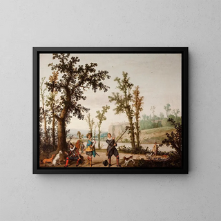 Cornelis Hendricksz Vroom - Landscape with Hunters.webp