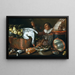 Kücheninnenraum mit einem Trinkenden, Kupfer- und Zinnbehältern, Wild und Früchten - Cornelis Jacobsz Delff — gerahmtes Bild an der Wand