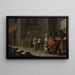 a woman chasing a cow - Cornelis Saftleven — framed artwork on a wall