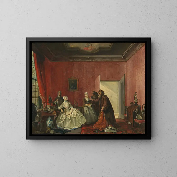 Johanna e i mercanti ebrei - Cornelis Troost — quadro incorniciato alla parete