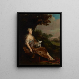 Cornelis Troost - Portrait of a woman seated in a landscape as an allegory of Fidelity.webp