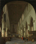 Interior painting of the Oude Kerk in Delft from the choir towards the portal - Cornelis de Man — artwork view