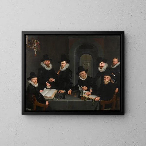 Das Regents der Krankenhäuser - Cornelis van der Voort — gerahmtes Bild an der Wand