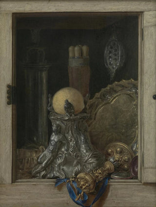 Cornelius Norbertus Gijsbrechts - Silverware in an Open Cabinet.webp