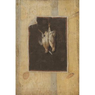 Cornelius Norbertus Gijsbrechts - Trompe Loeil Board Partition With A Still Life Of Two Dead Birds Hanging On A Wall.webp