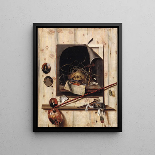 Cornelius Norbertus Gijsbrechts - Trompe Loeil With Studio Wall And Vanitas Still Life.webp