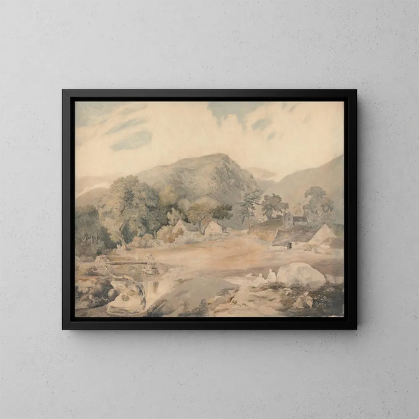 Ansicht in der Nähe von TalyLlyn - Cornelius Varley — gerahmtes Bild an der Wand