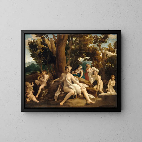 Léda und der Schwan - Correggio — gerahmtes Bild an der Wand