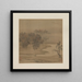Cottages dans un bosquet brumeux en automne - Li Anzhong — gerahmtes Bild an der Wand