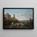 Flusslandschaft mit Ruinen eines Aquäduktes - César Van Loo — gerahmtes Bild an der Wand