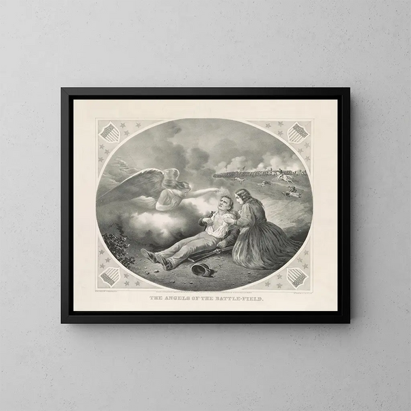Engel des Schlachtfelds - Currier & Ives — gerahmtes Bild an der Wand