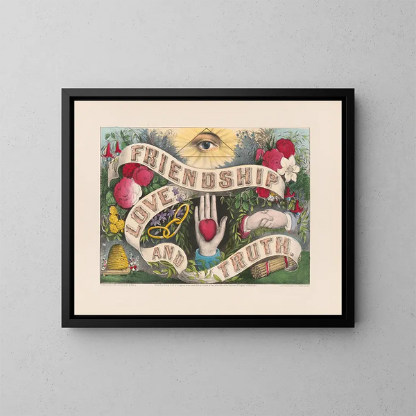 Freundschaft, Liebe und Wahrheit - Currier & Ives — gerahmtes Bild an der Wand