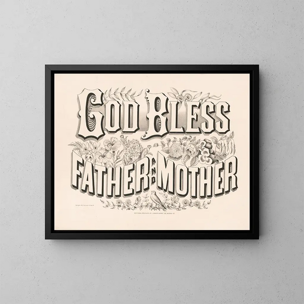 Gott segne Vater und Mutter - Currier & Ives — gerahmtes Bild an der Wand