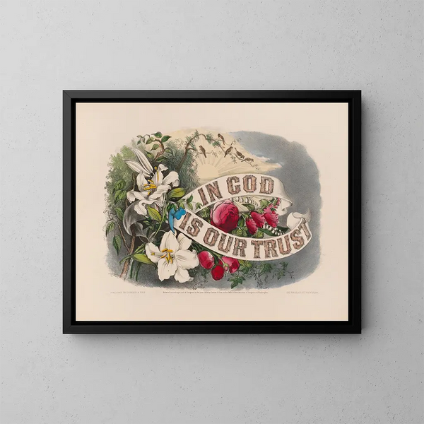 In Gott vertrauen wir - Currier & Ives — gerahmtes Bild an der Wand