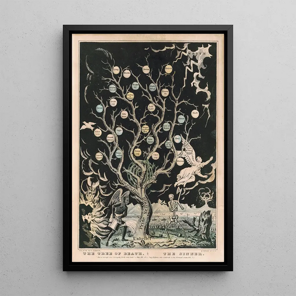 L'albero della morte Il peccatore - Currier & Ives — quadro incorniciato alla parete