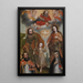 Double Trinity with Saint Augustine and Saint Catherine of Siena - School of Cusco — framed artwork on a wall