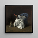 Dame en fine garde-robe avec un chien - Albert von Keller — framed artwork on a wall
