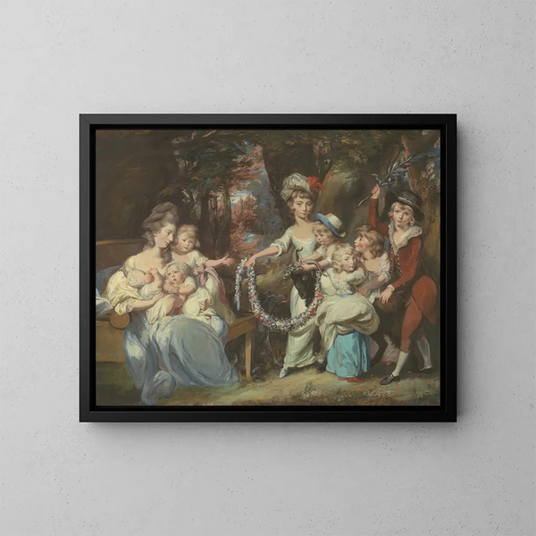 Madame Justinian Casamajor und acht ihrer Kinder - Daniel Gardner — gerahmtes Bild an der Wand