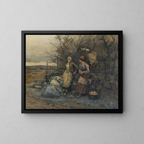 Junge Mädchen in Erwartung - Daniel Ridgway Knight — gerahmtes Bild an der Wand