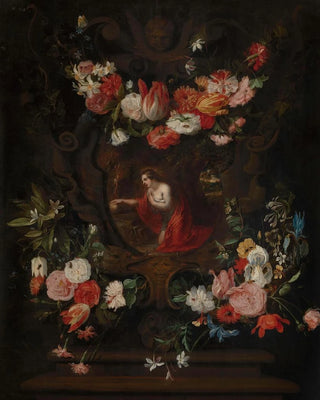 Daniel Seghers - Flower wreath frames the virgin Mary.webp